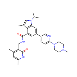 Cc1cc(C)c(CNC(=O)c2cc(-c3ccc(N4CCN(C)CC4)nc3)cc3c2c(C)cn3C(C)C)c(=O)[nH]1 ZINC000072318149