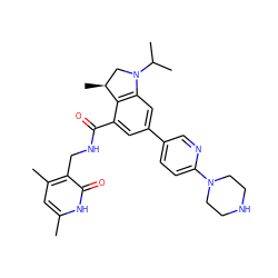 Cc1cc(C)c(CNC(=O)c2cc(-c3ccc(N4CCNCC4)nc3)cc3c2[C@@H](C)CN3C(C)C)c(=O)[nH]1 ZINC001772635886