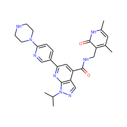 Cc1cc(C)c(CNC(=O)c2cc(-c3ccc(N4CCNCC4)nc3)nc3c2cnn3C(C)C)c(=O)[nH]1 ZINC000203891521