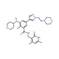 Cc1cc(C)c(CNC(=O)c2cc(-c3cnn(CCN4CCOCC4)c3)cc(N(C)C3CCOCC3)c2C)c(=O)[nH]1 ZINC000205712423