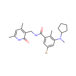 Cc1cc(C)c(CNC(=O)c2cc(Br)cc(N(C)C3CCCC3)c2C)c(=O)[nH]1 ZINC000203553183