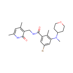 Cc1cc(C)c(CNC(=O)c2cc(Br)cc(N(C)C3CCOCC3)c2C)c(=O)[nH]1 ZINC000098185653