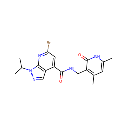 Cc1cc(C)c(CNC(=O)c2cc(Br)nc3c2cnn3C(C)C)c(=O)[nH]1 ZINC000216236942