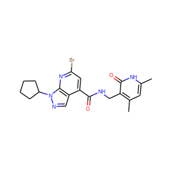 Cc1cc(C)c(CNC(=O)c2cc(Br)nc3c2cnn3C2CCCC2)c(=O)[nH]1 ZINC000216237145