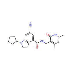 Cc1cc(C)c(CNC(=O)c2cc(C#N)cc3c2CCN3C2CCCC2)c(=O)[nH]1 ZINC001772606287