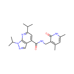 Cc1cc(C)c(CNC(=O)c2cc(C(C)C)nc3c2cnn3C(C)C)c(=O)[nH]1 ZINC000010458925