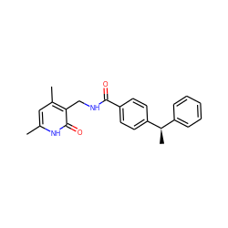 Cc1cc(C)c(CNC(=O)c2ccc([C@H](C)c3ccccc3)cc2)c(=O)[nH]1 ZINC000146975197