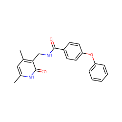 Cc1cc(C)c(CNC(=O)c2ccc(Oc3ccccc3)cc2)c(=O)[nH]1 ZINC000010458216