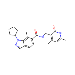 Cc1cc(C)c(CNC(=O)c2ccc3cnn(C4CCCC4)c3c2C)c(=O)[nH]1 ZINC000653716371