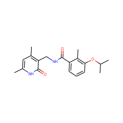 Cc1cc(C)c(CNC(=O)c2cccc(OC(C)C)c2C)c(=O)[nH]1 ZINC000224186368