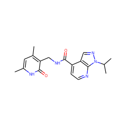 Cc1cc(C)c(CNC(=O)c2ccnc3c2cnn3C(C)C)c(=O)[nH]1 ZINC000116871681