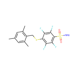 Cc1cc(C)c(CSc2c(F)c(F)c(S(N)(=O)=O)c(F)c2F)c(C)c1 ZINC000095589022