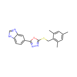 Cc1cc(C)c(CSc2nnc(-c3ccc4[nH]cnc4c3)o2)c(C)c1 ZINC000116894615