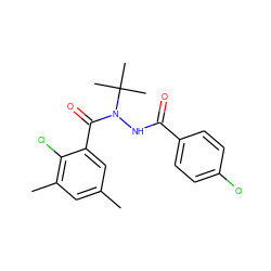 Cc1cc(C)c(Cl)c(C(=O)N(NC(=O)c2ccc(Cl)cc2)C(C)(C)C)c1 ZINC000103197644