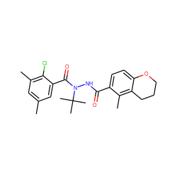 Cc1cc(C)c(Cl)c(C(=O)N(NC(=O)c2ccc3c(c2C)CCCO3)C(C)(C)C)c1 ZINC000103197647