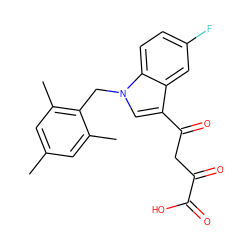 Cc1cc(C)c(Cn2cc(C(=O)CC(=O)C(=O)O)c3cc(F)ccc32)c(C)c1 ZINC000169312654