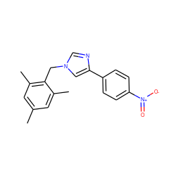 Cc1cc(C)c(Cn2cnc(-c3ccc([N+](=O)[O-])cc3)c2)c(C)c1 ZINC000001060138