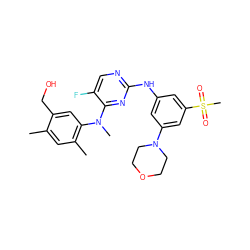 Cc1cc(C)c(N(C)c2nc(Nc3cc(N4CCOCC4)cc(S(C)(=O)=O)c3)ncc2F)cc1CO ZINC001772597052