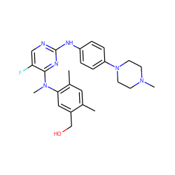 Cc1cc(C)c(N(C)c2nc(Nc3ccc(N4CCN(C)CC4)cc3)ncc2F)cc1CO ZINC001772628182