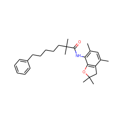 Cc1cc(C)c(NC(=O)C(C)(C)CCCCCc2ccccc2)c2c1CC(C)(C)O2 ZINC000013747630