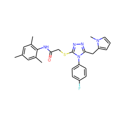 Cc1cc(C)c(NC(=O)CSc2nnc(Cc3cccn3C)n2-c2ccc(F)cc2)c(C)c1 ZINC000004057128