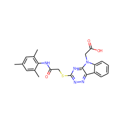 Cc1cc(C)c(NC(=O)CSc2nnc3c4ccccc4n(CC(=O)O)c3n2)c(C)c1 ZINC000008873364