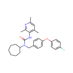 Cc1cc(C)c(NC(=O)N(Cc2ccc(Oc3ccc(F)cc3)cc2)C2CCCCCC2)c(C)n1 ZINC000001546385