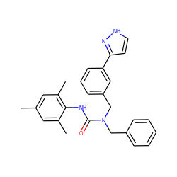 Cc1cc(C)c(NC(=O)N(Cc2ccccc2)Cc2cccc(-c3cc[nH]n3)c2)c(C)c1 ZINC000013779998