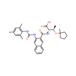 Cc1cc(C)c(NC(=O)Nc2cc3ccccc3cc2C(=O)N[C@H](C(=O)O)[C@@H](C)OC2(C)CCCC2)c(C)c1 ZINC000044430327