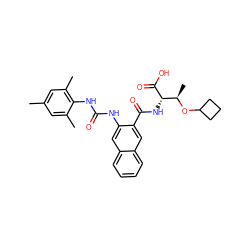 Cc1cc(C)c(NC(=O)Nc2cc3ccccc3cc2C(=O)N[C@H](C(=O)O)[C@@H](C)OC2CCC2)c(C)c1 ZINC000038270488