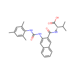 Cc1cc(C)c(NC(=O)Nc2cc3ccccc3cc2C(=O)N[C@H](C(=O)O)C(C)C)c(C)c1 ZINC000040919226