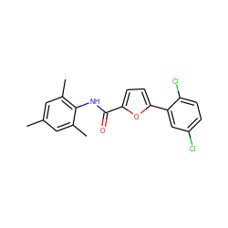 Cc1cc(C)c(NC(=O)c2ccc(-c3cc(Cl)ccc3Cl)o2)c(C)c1 ZINC000048545102