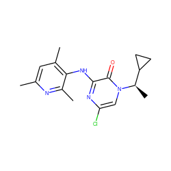 Cc1cc(C)c(Nc2nc(Cl)cn([C@H](C)C3CC3)c2=O)c(C)n1 ZINC000049048176