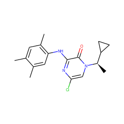 Cc1cc(C)c(Nc2nc(Cl)cn([C@H](C)C3CC3)c2=O)cc1C ZINC000043120346