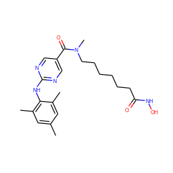 Cc1cc(C)c(Nc2ncc(C(=O)N(C)CCCCCCC(=O)NO)cn2)c(C)c1 ZINC000118354390