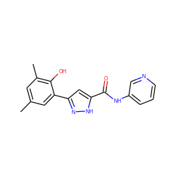 Cc1cc(C)c(O)c(-c2cc(C(=O)Nc3cccnc3)[nH]n2)c1 ZINC000013121731