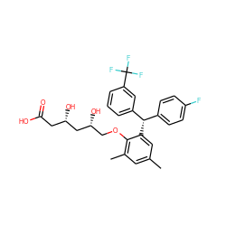 Cc1cc(C)c(OC[C@@H](O)C[C@@H](O)CC(=O)O)c([C@@H](c2ccc(F)cc2)c2cccc(C(F)(F)F)c2)c1 ZINC000013824678