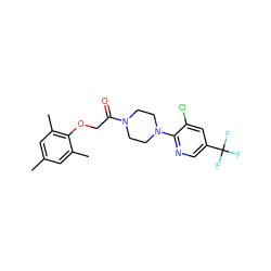 Cc1cc(C)c(OCC(=O)N2CCN(c3ncc(C(F)(F)F)cc3Cl)CC2)c(C)c1 ZINC000013041359