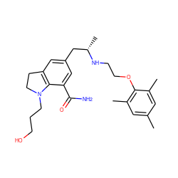 Cc1cc(C)c(OCCN[C@@H](C)Cc2cc3c(c(C(N)=O)c2)N(CCCO)CC3)c(C)c1 ZINC000653833217