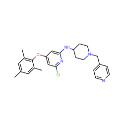 Cc1cc(C)c(Oc2cc(Cl)nc(NC3CCN(Cc4ccncc4)CC3)c2)c(C)c1 ZINC001772638766