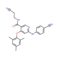 Cc1cc(C)c(Oc2cc(Nc3ccc(C#N)cc3)ncc2C(=O)NCCC#N)c(C)c1 ZINC000299825483