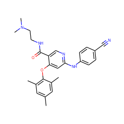 Cc1cc(C)c(Oc2cc(Nc3ccc(C#N)cc3)ncc2C(=O)NCCN(C)C)c(C)c1 ZINC000299828580