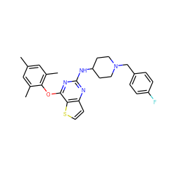 Cc1cc(C)c(Oc2nc(NC3CCN(Cc4ccc(F)cc4)CC3)nc3ccsc23)c(C)c1 ZINC001772643666