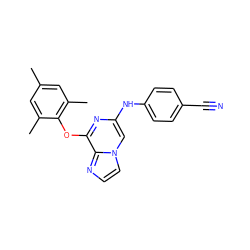 Cc1cc(C)c(Oc2nc(Nc3ccc(C#N)cc3)cn3ccnc23)c(C)c1 ZINC000219786100