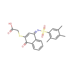 Cc1cc(C)c(S(=O)(=O)/N=C2/C=C(SCC(=O)O)C(=O)c3ccccc32)cc1C ZINC000100432682