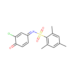 Cc1cc(C)c(S(=O)(=O)/N=C2\C=CC(=O)C(Cl)=C2)c(C)c1 ZINC000013139425