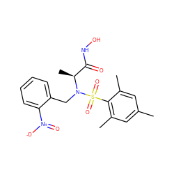 Cc1cc(C)c(S(=O)(=O)N(Cc2ccccc2[N+](=O)[O-])[C@@H](C)C(=O)NO)c(C)c1 ZINC000013863169