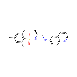 Cc1cc(C)c(S(=O)(=O)N[C@@H](C)CNc2ccc3ncccc3c2)c(C)c1 ZINC000169337246