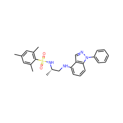 Cc1cc(C)c(S(=O)(=O)N[C@@H](C)CNc2cccc3c2cnn3-c2ccccc2)c(C)c1 ZINC000043152878