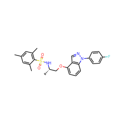 Cc1cc(C)c(S(=O)(=O)N[C@@H](C)COc2cccc3c2cnn3-c2ccc(F)cc2)c(C)c1 ZINC000043152876